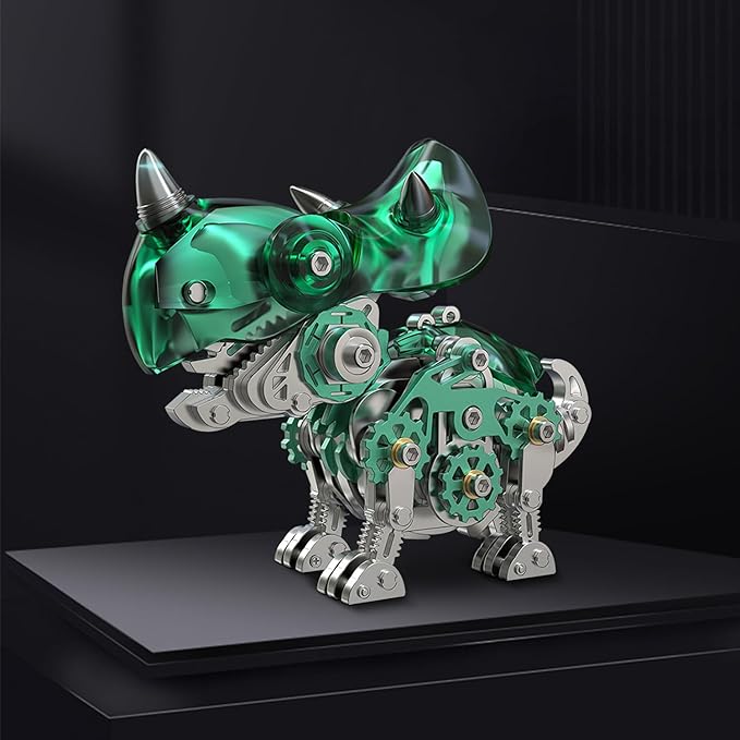3D Metal Puzzles,3D Metal Puzzle for Adults,Mechanical Dinosaur Model Kit Triceratops,Steel 3D Puzzles Stainless Steel Ornaments for Adults Home Decor Art Craft Gifts Toys.