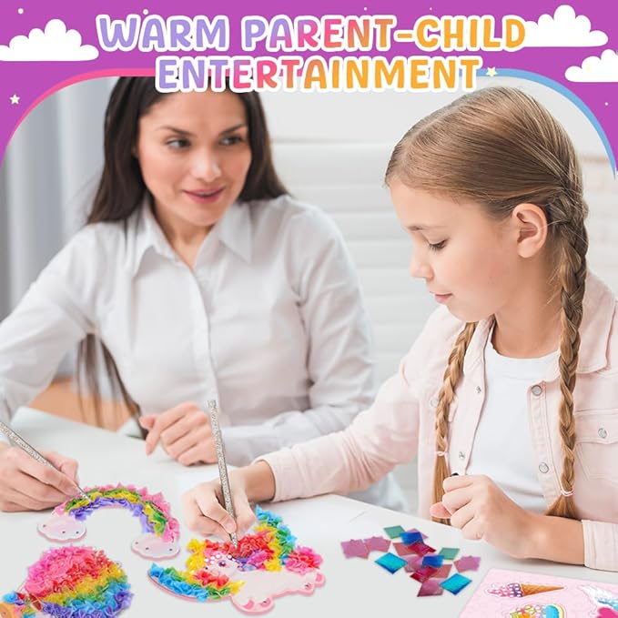 Poke Art and Crafts Kits for Girls, Fun and Mess Free DIY Wind Chime Creative Activity, Birthday Gifts Toys for 5 6 7 8+ Year Old Girls