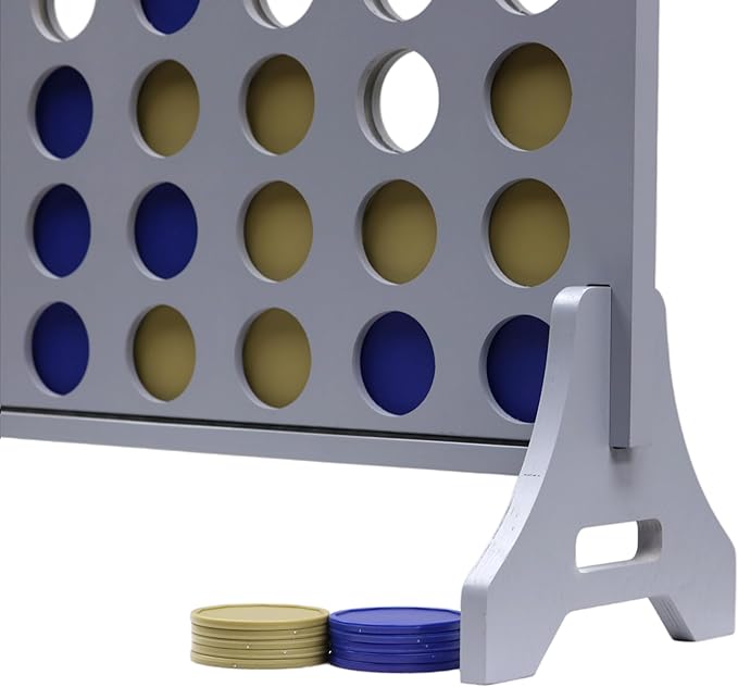 Tailgating Pros Premium Grey Giant Four in a Row with Carrying Case - Jumbo Oversized Outdoor Yard Game - Connect Multiple Pucks in a Row to Win - Many Puck Colors Available!