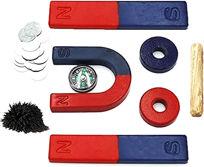 Magnets for Kids Classroom Students Education Science Experiment Kid Magnets Kit Set Including Bar/Ring/Horseshoe Magnets/Compass/Iron Filings
