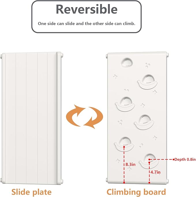 Children's Indoor Climbing Slideway Swing Playground 4-in-1 Function: Slide, Rock Climbing, Balance Board and Cradle Safe and Solid Montessori Toys Orange（1 Climbing Frame+1 Sliding Plate）