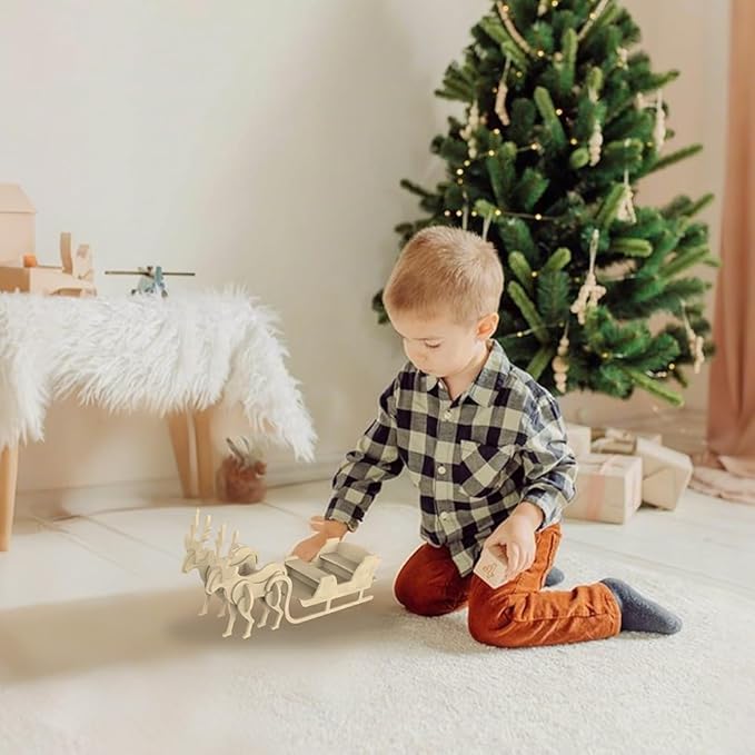 Feltor 3D Puzzles, Felt Sleigh Dioramas, DIY Children's Christmas Toys, Can Be Used As Desktop Decorations, Great Toys for Kids Birthday Gift