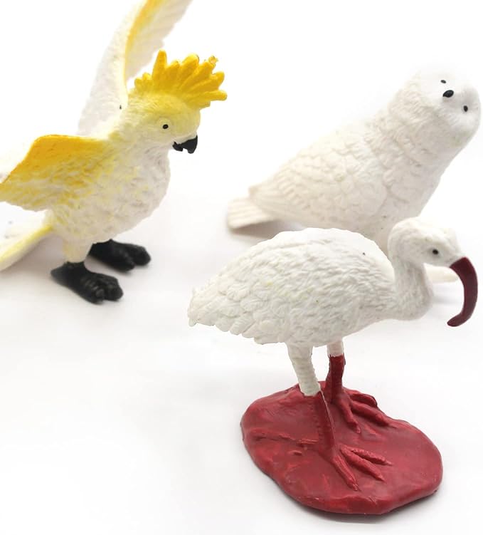 SmilerSmile Animal Assorted Mini Plastic Figures Toy Set, Educational Party Cake Topper, Goody Bag Filler (10pcs Bird)