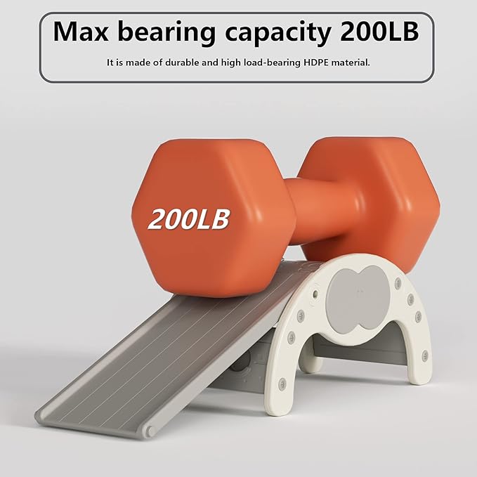 Children's Indoor Climbing Slideway Swing Playground 4-in-1 Function: Slide, Rock Climbing, Balance Board and Cradle Safe and Solid Montessori Toys White（1 Climbing Frame+1 Sliding Plate）