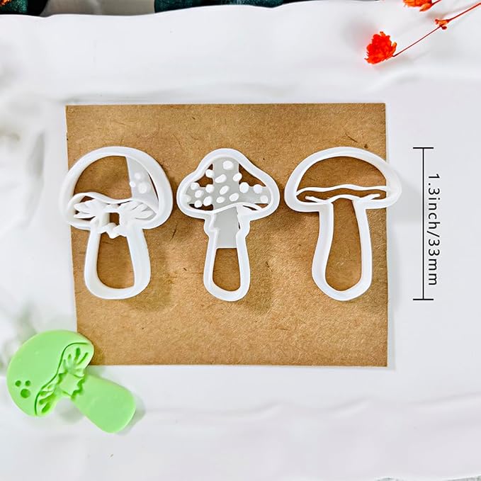3pcs Mushroom Clay Cutters – Polymer Clay Cutters for Earrings, Textured Clay Molds, Clay Tools for Polymer Clay Jewelry Making