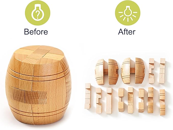 FantasyDay 9pcs Wooden Brain Teaser Puzzles, Interlocking Games for IQ Test, Intellectual 3D Assembling Educational Toy Set for Teens and Adults(9 Puzzle Set#C03)