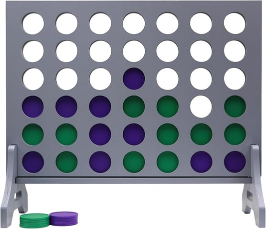 Tailgating Pros Premium Grey Giant Four in a Row with Carrying Case - Jumbo Oversized Outdoor Yard Game - Connect Multiple Pucks in a Row to Win - Many Puck Colors Available!