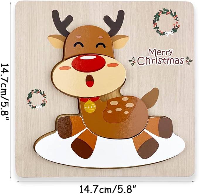 Anditoy 4 Pack Christmas Wooden Puzzles for Kids Toddlers Christmas Toys Christmas Stocking Stuffers Party Favors Gifts