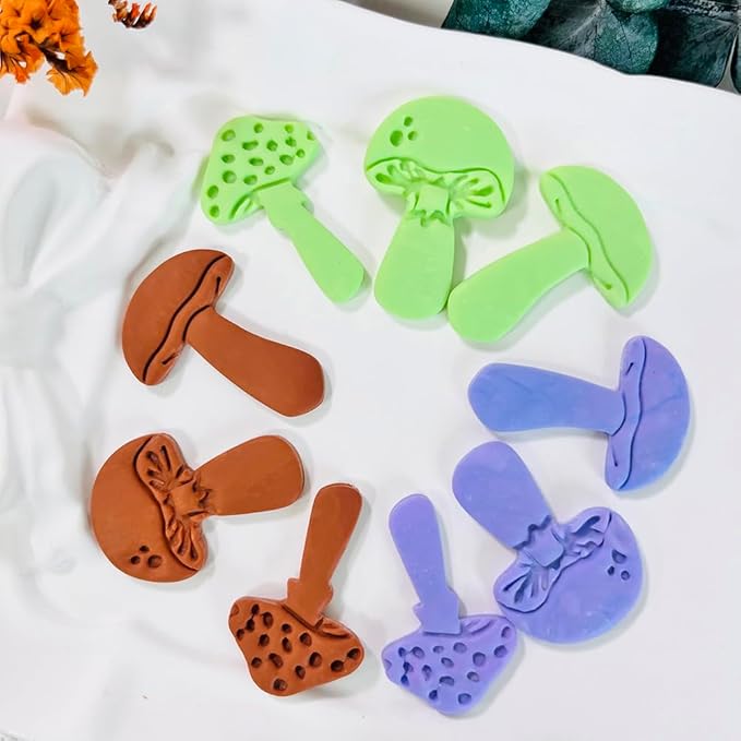 3pcs Mushroom Clay Cutters – Polymer Clay Cutters for Earrings, Textured Clay Molds, Clay Tools for Polymer Clay Jewelry Making