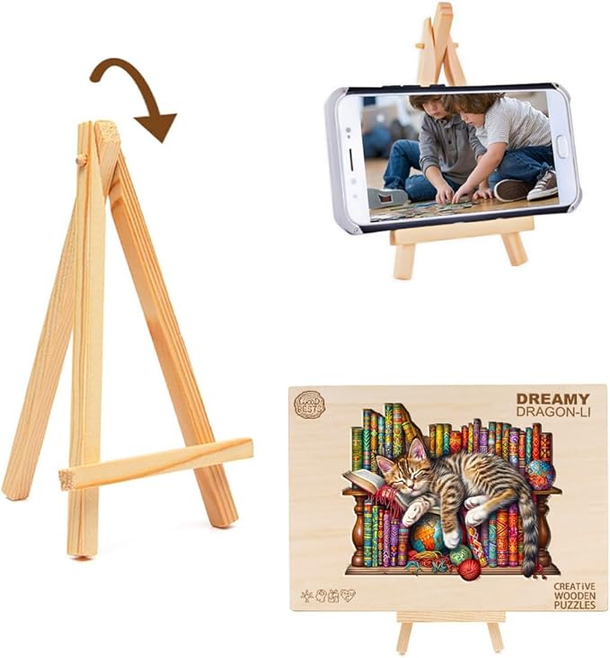 Wooden Puzzle 100PCS Ragdoll and Butterfly Unique Shape Advanced Wood Puzzle for Adults,Holiday Birthday Gift,Craft kit (Dreamy Dragon-Li, Medium)