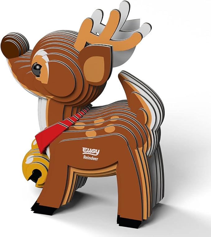 Eugy Reindeer 3D Puzzle, 22 Piece Eco-Friendly Educational Toy Puzzles for Boys, Girls & Kids Ages 6+