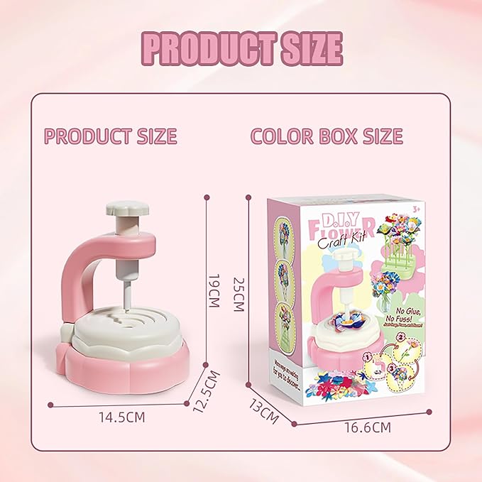 DIY Fabric Flower Bouquet Toy Kit for Kids – Build Your Own Flowers Craft Set with Tool & Gift Box – Educational Activity Preschool Toddler Girls Ages 4-8 – Birthday, Easter, Mother's Day Gift