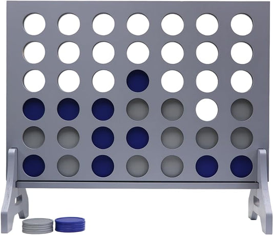 Tailgating Pros Premium Grey Giant Four in a Row with Carrying Case - Jumbo Oversized Outdoor Yard Game - Connect Multiple Pucks in a Row to Win - Many Puck Colors Available!