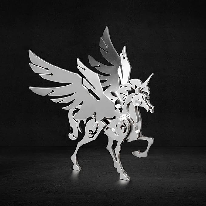 3D Metal Model Kits, Mechanical Small Unicorn 3D Metal Puzzle,Steel Divine Beast Series DIY Animal Brain Teasers Simple 3D Puzzles Home Decor Art Craft Gifts Toys for Adult