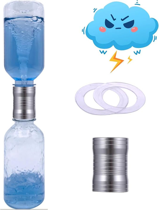 Tornado Maker, Weather Toys, Ultra-Light Aluminum Connecting Tube, Including 2 Empty Bottles, Watertight Tornado Toy, Suitable for Kids' Science Experiments (Silvery)