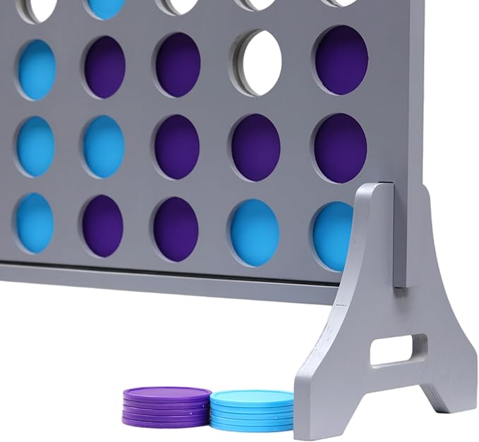 Tailgating Pros Premium Grey Giant Four in a Row with Carrying Case - Jumbo Oversized Outdoor Yard Game - Connect Multiple Pucks in a Row to Win - Many Puck Colors Available!