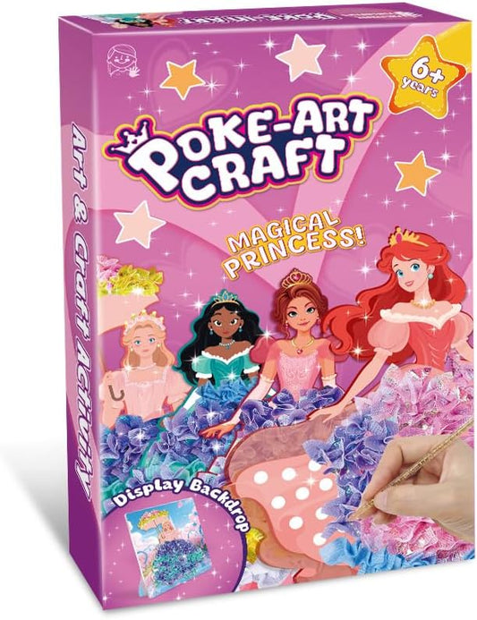 Poke Art and Craft Kits Princess for Girls, 8 Princesses and 4 Accessories, Mess Free DIY Creative Activity, Birthday Gifts Toys for 5 6 7 8+ Year Old Girls