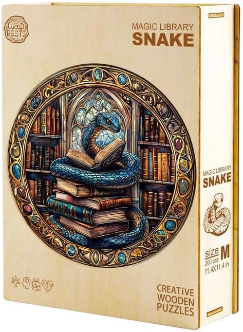 Jigfoxy Wooden Puzzle for Adults, Snake Visual Horse Wooden Jigsaw Puzzles for Adult, Unique Animal Shape Wood Cut Puzzles, Christmas Thanksgiving Gifts for Friends Family (M-11.4 * 11.4in-200pcs)