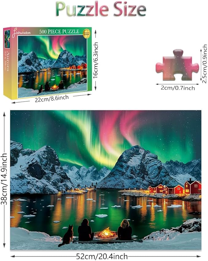 500 Piece Jigsaw Puzzle for Adults and Teens and Kids Winter Fun Best Gift Happy Games Aurora