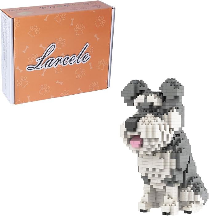 Larcele Mini Building Blocks Animal Set, DIY Micro 3D Building Toy Bricks,934 Pieces KLJM-05(Schnauzer)