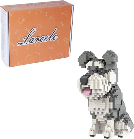 Larcele Mini Building Blocks Animal Set, DIY Micro 3D Building Toy Bricks,934 Pieces KLJM-05(Schnauzer)