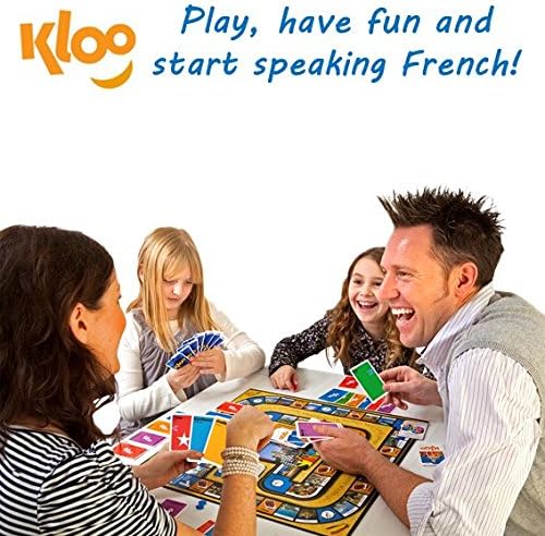 KLOO Learn French Board & Card Game Race to Paris | Fun for Family Kids Adults School | Play & Talk French Language | 4 Decks, Speak 100's of Words & Vocabulary in a Flash | Boardgame, 1–4 Players