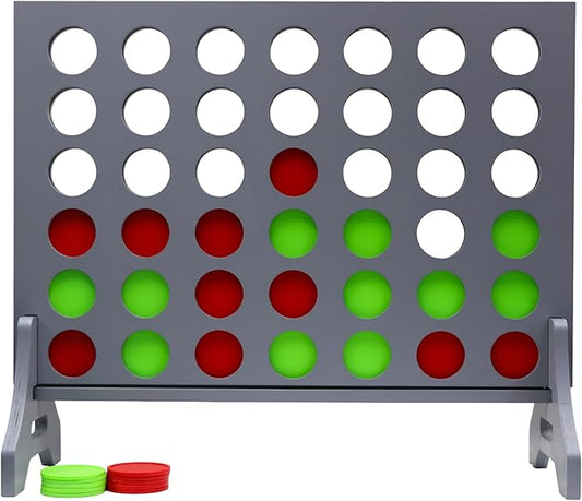 Tailgating Pros Premium Grey Giant Four in a Row with Carrying Case - Jumbo Oversized Outdoor Yard Game - Connect Multiple Pucks in a Row to Win - Many Puck Colors Available!