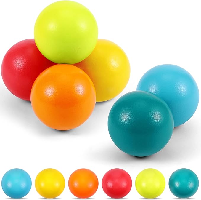 Bucherry 12 Pcs Montessori Wooden Balls 1.8 Inch Wooden Replacement Ball Educational Counting Toys Preschool Learning Material for Montessori(Fresh Color)