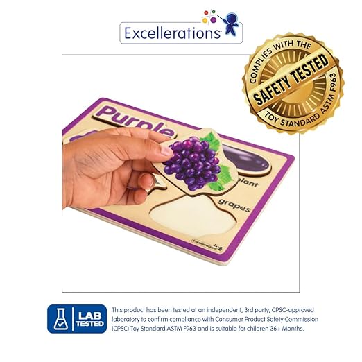 Excellerations Color Puzzles - Set of 8, Wooden Puzzles Featuring Eight Colors, Real Photographs, Early Learning, Color Recognition, Fine Motor Skills, Preschool Puzzles