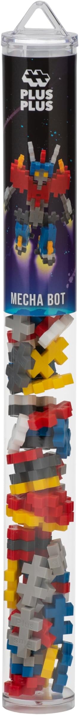Plus Plus 3D Puzzle Stem Figure Building Block Kit, Science Toy for Kids, 70 Interlocking Pieces- Mecha Robot Mini Maker Tube