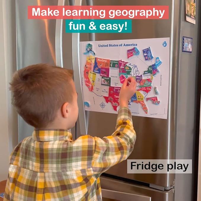 Butterfly EduFields United States Puzzle Toys for Boys 6 8 10, Magnetic Puzzle Book Gifts for 6 Year Old Boys, Puzzles for Kids Ages 6-8, Toys for Girls 6-8, Geography Games, Educational Kit for Kids