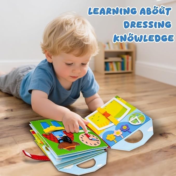 Farm Busy Book for Toddlers 1-3, Busy Book for Toddlers 3-5, Educational Farm Barn Animals Quiet Books with Finger Puppets, Montessori Portable Travel Learning Toys for 1 Year Old Boy Girl Gifts