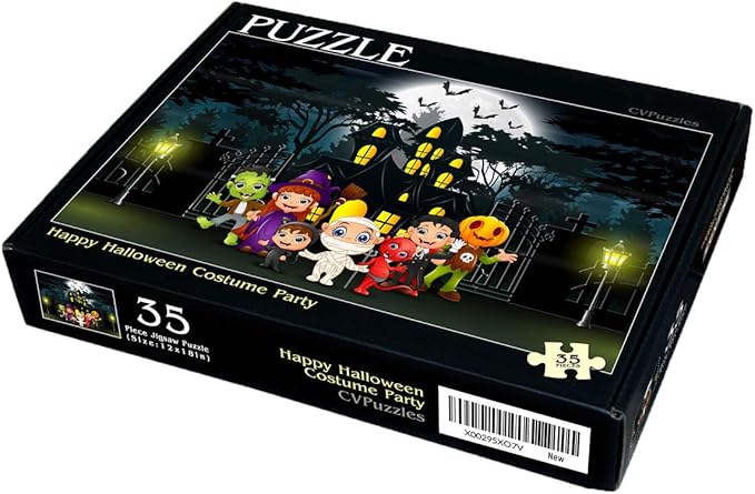 CVPuzzles Happy Halloween Costume Party 35 Piece Children's Jigsaw Puzzle 12 inch X 18 inch Spooky Family Fun Educational Toy for Children