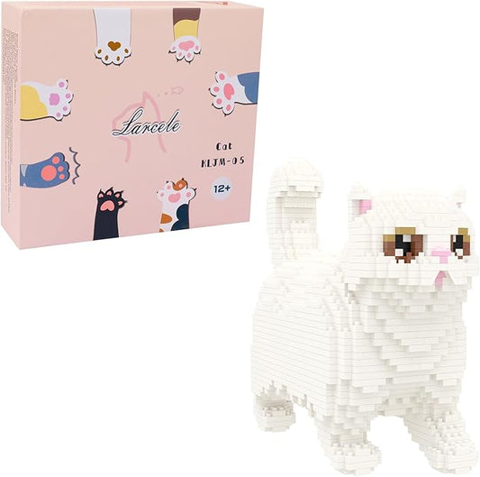 Larcele Cat Micro Building Blocks Animal Set, DIY Mini 3D Building Toy Bricks Kit,1196 Pieces KLJM-05 (Persian Cat)