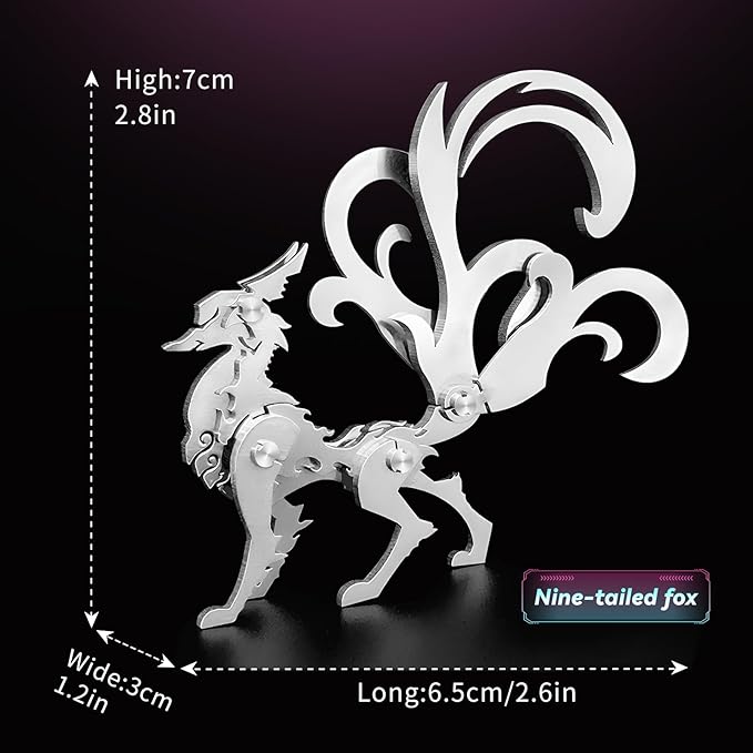 3D Metal Puzzles,3D Metal Puzzle for Adults,Mechanical Model Kit Little Nine Tailed Fox,Steel 3D Puzzles Stainless Steel Ornaments for Adults Home Decor Art Craft Gifts Toys.