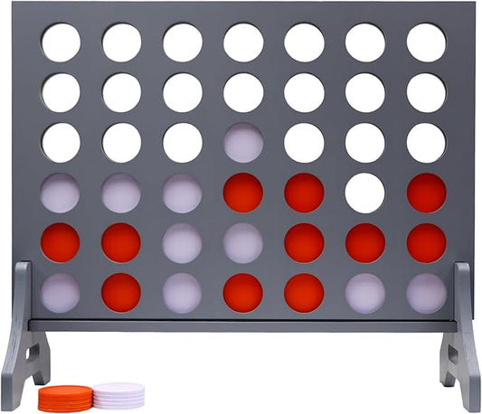 Tailgating Pros Premium Grey Giant Four in a Row with Carrying Case - Jumbo Oversized Outdoor Yard Game - Connect Multiple Pucks in a Row to Win - Many Puck Colors Available!
