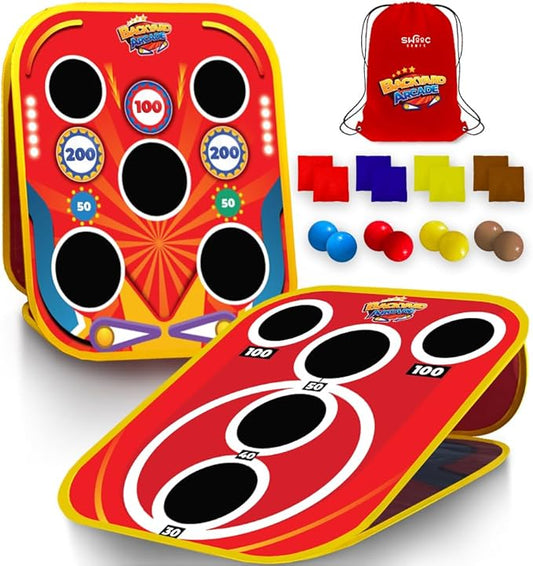Swooc Games® - Backyard Arcade™ | 2-in-1 Bean Bag Toss Game for Kids w/Carry Bag | 5-Second Setup & Storage | Outside Toys for Toddlers | Carnival Games for Kids | Outdoor Toddler Activities