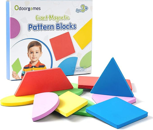 Magnetic Pattern Blocks - 10 Shapes - Magnetic Shapes for Whiteboard & Math Manipulatives