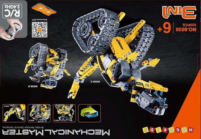 HOGOKIDS Robot Building Toys for Kids - 5 in 1 Remote & APP Controlled Building Set | RC Wall/Engineer Robot/Mech Dinosaur STEM Toys for Boys Girls Age 6 7 8 9 10 11 12+ Year Old (520 Pcs)