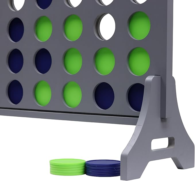 Tailgating Pros Premium Grey Giant Four in a Row with Carrying Case - Jumbo Oversized Outdoor Yard Game - Connect Multiple Pucks in a Row to Win - Many Puck Colors Available!