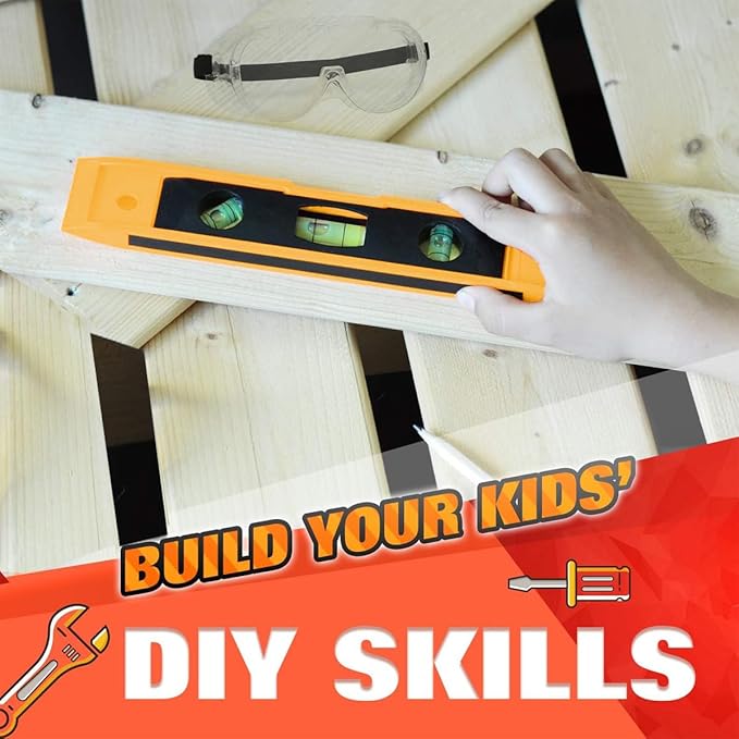 Kids Real Tool Set 25Pcs for Young Builders,Children Size Real Hand Tools Hammer,Kids Educational Tool Belt Waist Junior Boys Teens Beginner Starter Learning DIY Woodworking Construction Repair Set