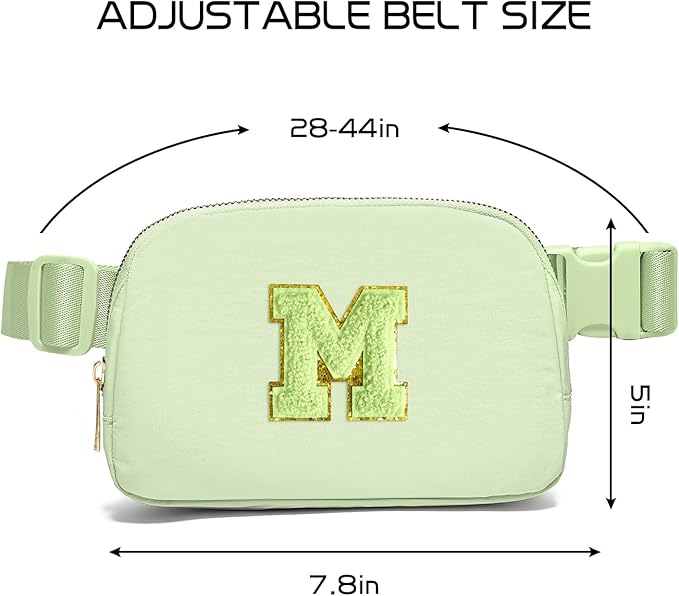 Gitus Gifts for 8 9 10 11 12 Year Old Girls Belt Bag Fanny Pack Crossbody Bags with Initial Letter Patch Cute Stuff Birthday Gifts for Teen Girls Women Personalized Trend Stuff (Light Green-M)