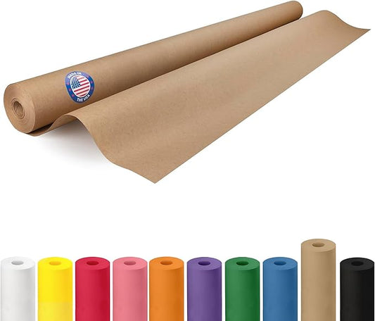 Brown Paper Roll 48" x 1200" (100 feet) - USA-Made Thick Kraft Paper Roll 50lb Thickness for Packing, Moving, Shipping & Crafts/Arts - 100% Recycled Natural Craft Wrapping Material by IDL Packaging