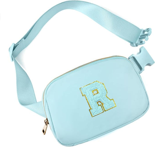 Gitus Gifts for 8 9 10 11 12 Year Old Girls Belt Bag Fanny Pack Crossbody Bags with Initial Letter Patch Cute Stuff Birthday Gifts for Teen Girls Women Personalized Trend Stuff (Icing Blue-R)