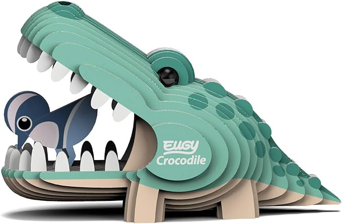 Eugy Crocodile 3D Puzzle - 22 Piece Eco-Friendly Educational Toy Puzzle for Boys, Girls & Kids Ages 6+