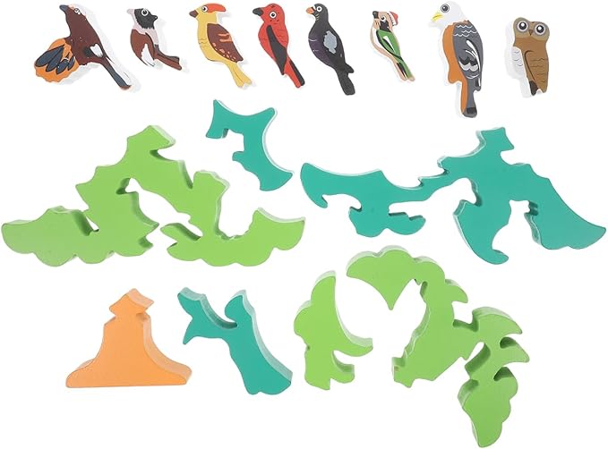 TOYANDONA 1 Set of Baby 3D Jigsaw Puzzle Wooden Tree Bird Shaped Montessori Toy Educational Preschool Learning Toys for Infant Toddlers Boys Girls
