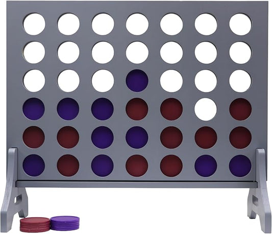 Tailgating Pros Premium Grey Giant Four in a Row with Carrying Case - Jumbo Oversized Outdoor Yard Game - Connect Multiple Pucks in a Row to Win - Many Puck Colors Available!