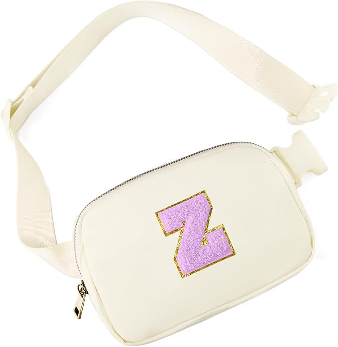 Gitus Gifts for 8 9 10 11 12 Year Old Girls Belt Bag Fanny Pack Crossbody Bags with Initial Letter Patch Cute Stuff Birthday Gifts for Teen Girls Women Personalized Trend Stuff (Ivory-Z)