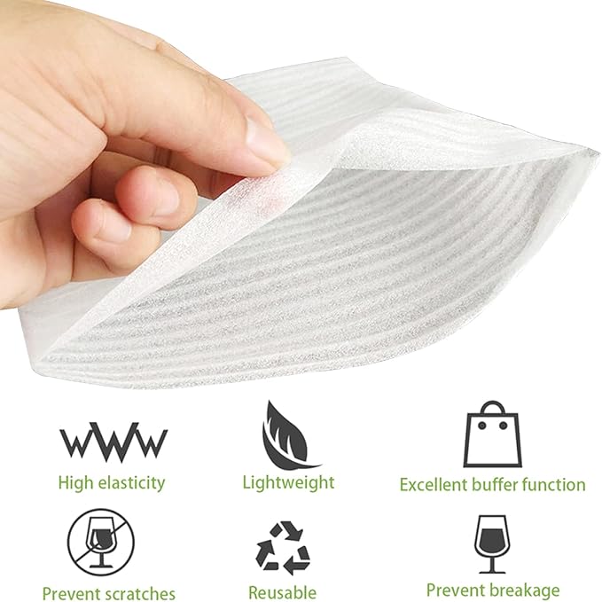 Foam Pouches & Foam Wrap Sheets,4 Sizes 80 Count Foam Wrap Sheets Cushioning for Moving, Shipping, Packaging, Storage-Safely Cushion Wrap for Dishes, Furniture, Glasses, Plates,Cups (Mixed 1)