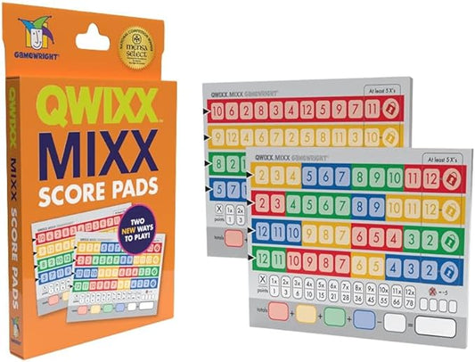 Gamewright Qwixx Mixx - Genuine Enhanced Game Play Add-On Replacement Scorecards for Qwixx - A Fast Family Dice Game, 8 + years